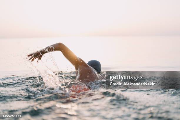 determined athlete's swim training - mens swimwear stock pictures, royalty-free photos & images