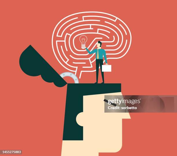 businessman - brain maze - brain maze stock illustrations