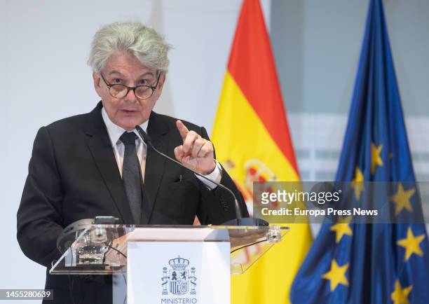 The European Commissioner for the Internal Market, Thierry Breton, appears after his meeting with the First Vice-President and Minister for Economic...