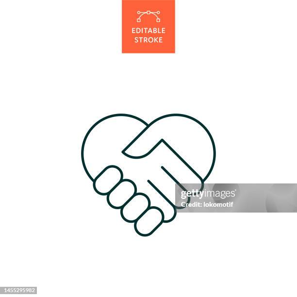 handshake-liniensymbol mit bearbeitbarem strich. das icon eignet sich für webdesign, mobile apps, ui, ux und gui-design. - non profit organization stock-grafiken, -clipart, -cartoons und -symbole