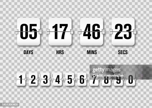 stockillustraties, clipart, cartoons en iconen met flip countdown clock counter timer - tellen