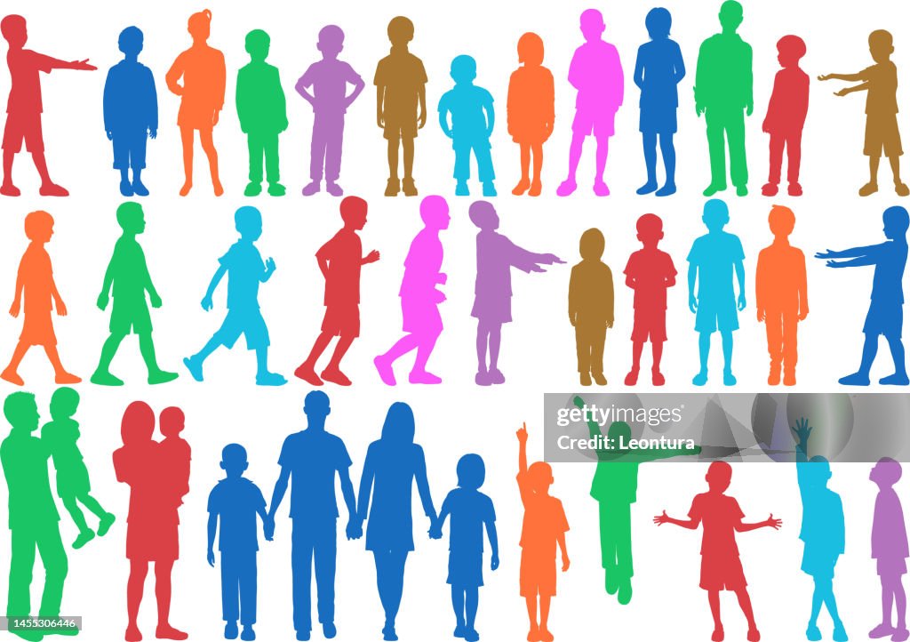 Highly Detailed Children and Family Silhouettes