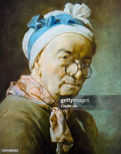 jean siméon chardin, french painter, self portrait, 18th century - creative director stock illustrations