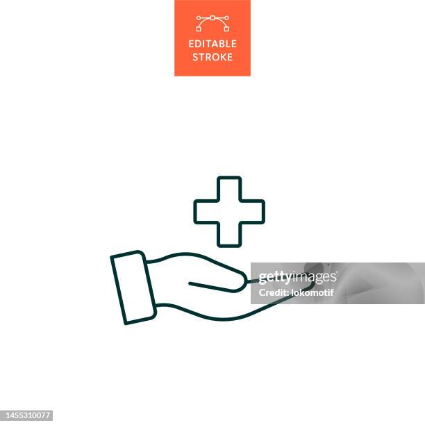 編集可能なストロークを持つ健康保険の行アイコン。アイコンは、webデザイン、モバイルアプリ、ui、ux、およびguiデザインに適しています。 - 医療シンボルマーク点のイラスト素材／クリップアート素材／マンガ素材／アイコン素材
