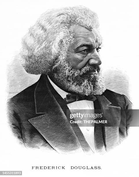 stockillustraties, clipart, cartoons en iconen met portrait of frederick douglass engraving 1897 - frederick douglass