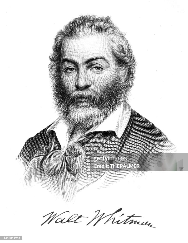 Portrait of poet Walt Whitman engraving 1893