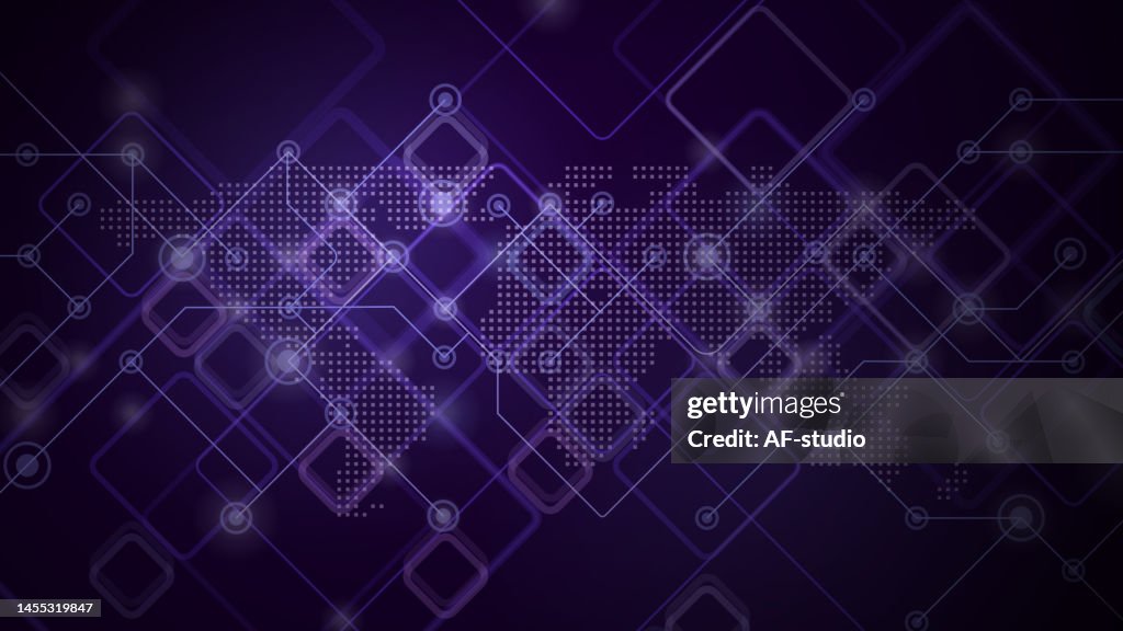 Abstract Blockchain Global Network Background