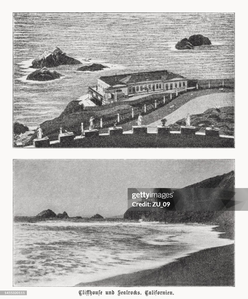 Cliff House and Seal Rocks, California, halftone prints, published 1899