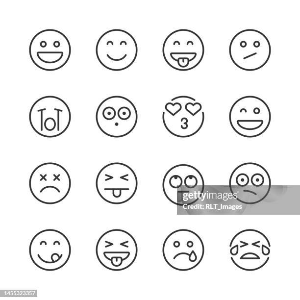 stockillustraties, clipart, cartoons en iconen met emoji icons — monoline series - puckering