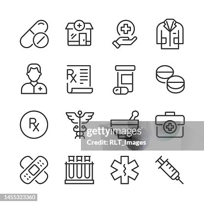 Pharmacy Icons — Monoline Series Pharmacy Icons — Monoline Series