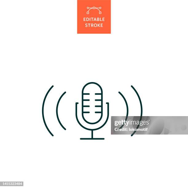 podcast line icon with editable stroke. the icon is suitable for web design, mobile apps, ui, ux, and gui design. - microphone icon editable stock illustrations