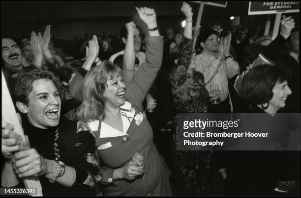 View of supporters as they cheer for Christine Gregoire's victory in the race for Attorney General on election night at the Sheraton Hotel, Seattle,...