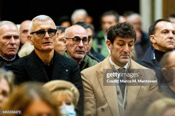 Fabrizio Ravanelli and Ciro Ferrara attend the remembrance mass for the late Gianluca Vialli at Parrocchia di Cristo Re church on January 09, 2023 in...