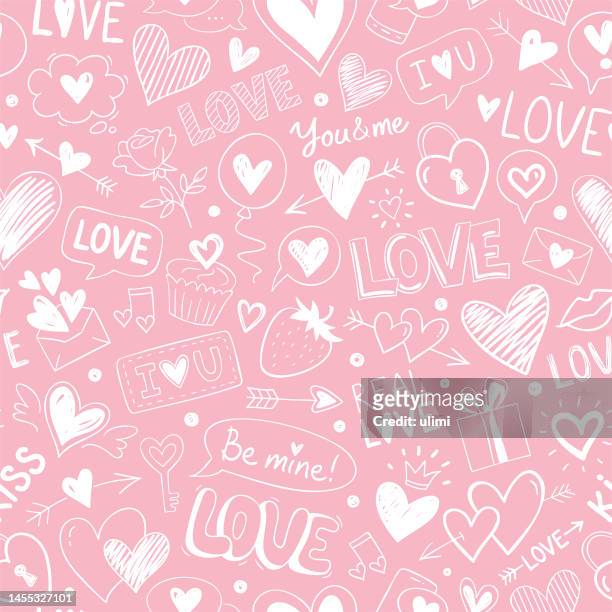 stockillustraties, clipart, cartoons en iconen met seamless pattern for valentine's day - love you