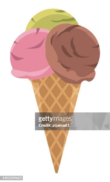 ilustraciones, imágenes clip art, dibujos animados e iconos de stock de helado sobre cono - ice cream