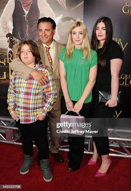 Andy Garcia with his son Andres Garcia-Lorido and daughers Daniella Garcia-Lorido and Dominik Garcia-Lorido attend the Los Angeles premiere of ARC...