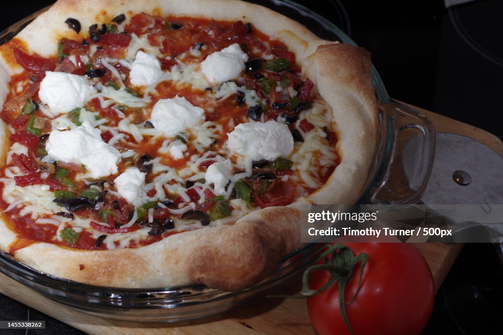 Close-up of pizza on table