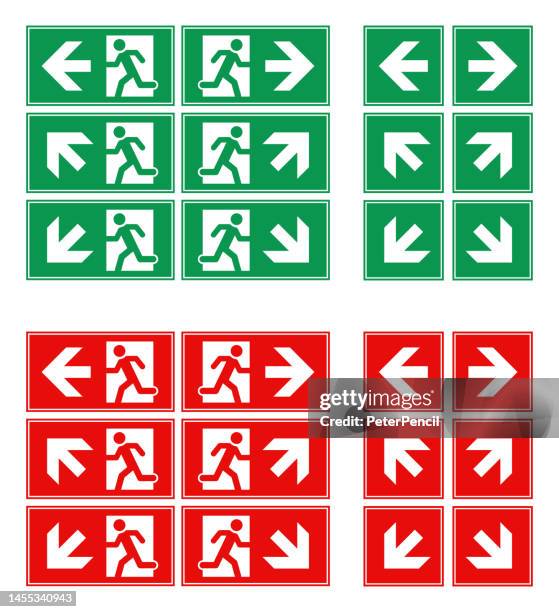 exit sign vector set. stock illustration. isolated - exit sign stock illustrations