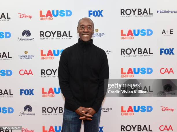 Don Cheadle attends Secretary of Education Miguel Cardona joins George Clooney for tour of Roybal film and television production magnet school at the...