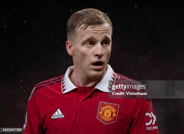 Donny van de Beek of Manchester United in action during the Premier League match between Manchester United and AFC Bournemouth at Old Trafford on...