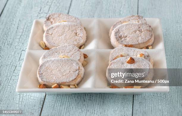 high angle view of food in tray on table,romania - polvorón bildbanksfoton och bilder