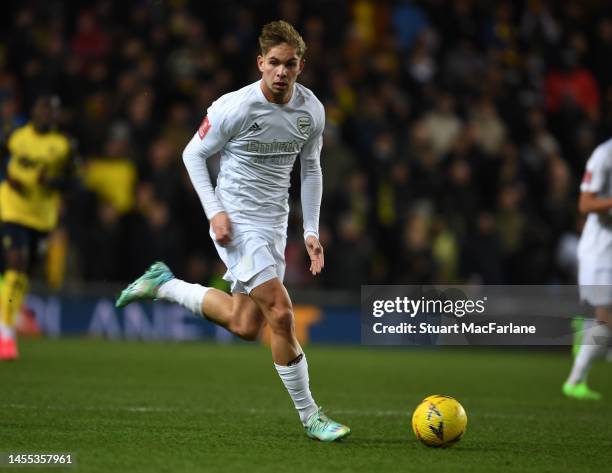 Emile Smith Rowe of Arsenal during the Emirates FA Cup Third Round match between Oxford United and Arsenal at Kassam Stadium on January 09, 2023 in...