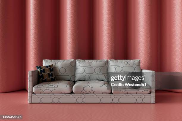 three dimensional render of white sofa - cushion pattern stock illustrations