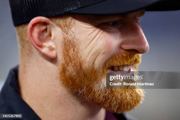 Former TCU Horned Frogs quarterback and current New Orleans Saints quarterback Andy Dalton looks on before the College Football Playoff National...