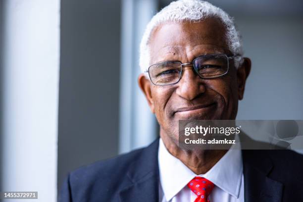 portrait of a senior black businessman - distinguished gentlemen with white hair stock pictures, royalty-free photos & images