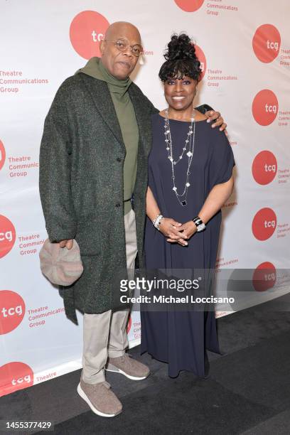 Honorees Samuel L. Jackson and LaTanya Richardson Jackson attend the 2023 Theatre Communications Group Gala at Edison Ballroom on January 09, 2023 in...