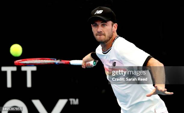 Tommy Paul of the USA competes against Christopher O'Connell of Australia during day two of the 2023 Adelaide International at Memorial Drive on...