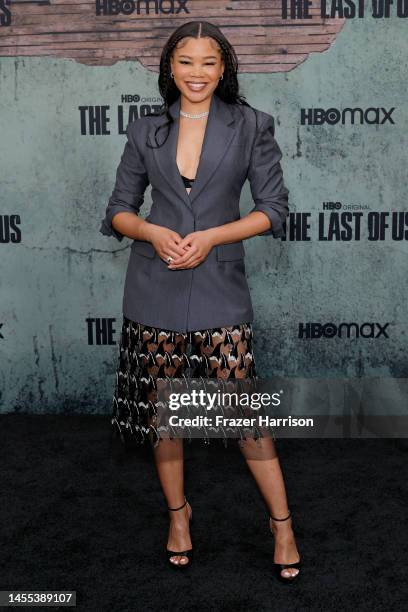Storm Reid attends the Los Angeles Premiere of HBO's "The Last Of Us" at Regency Village Theatre on January 09, 2023 in Los Angeles, California.