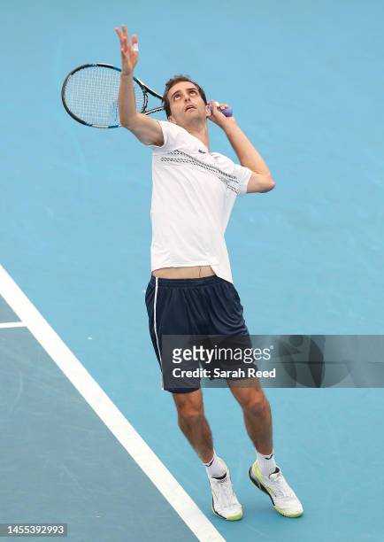 Albert Ramos-Vinolas of Spain competes against John Millman of Australia during day two of the 2023 Adelaide International at Memorial Drive on...