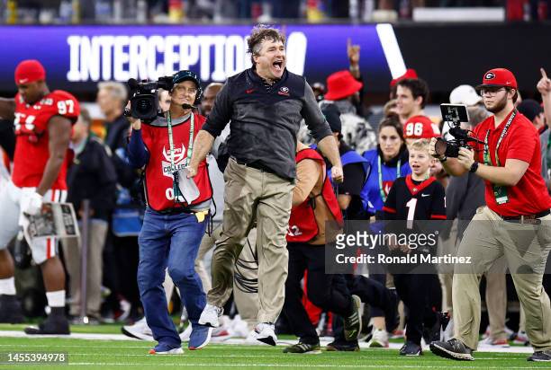 Head coach Kirby Smart of the Georgia Bulldogs celebrates after defeating the TCU Horned Frogs in the College Football Playoff National Championship...
