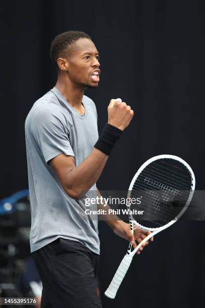 Christopher Eubanks of the USA celebrates a point during his singles match against Ugo Humbert of France during day two of the 2023 ASB Classic Men's...