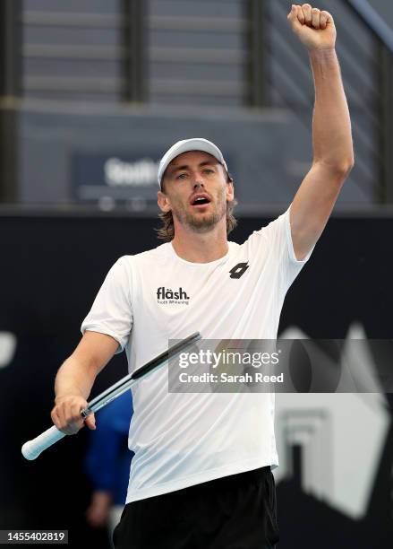 John Millman of Australia defeats Albert Ramos-Vinolas of Spain during day two of the 2023 Adelaide International at Memorial Drive on January 10,...