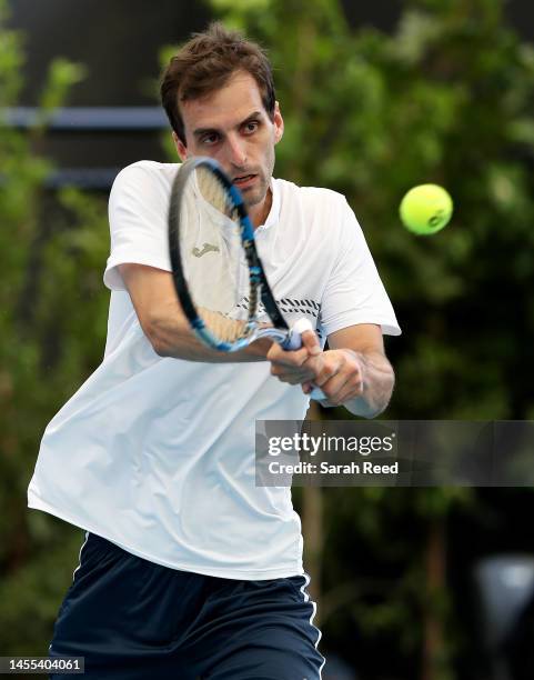 Albert Ramos-Vinolas of Spain competes against John Millman of Australia during day two of the 2023 Adelaide International at Memorial Drive on...