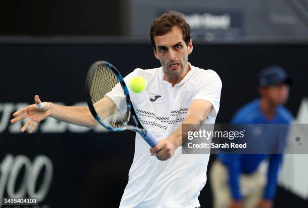 Albert Ramos-Vinolas of Spain competes against John Millman of Australia during day two of the 2023 Adelaide International at Memorial Drive on...