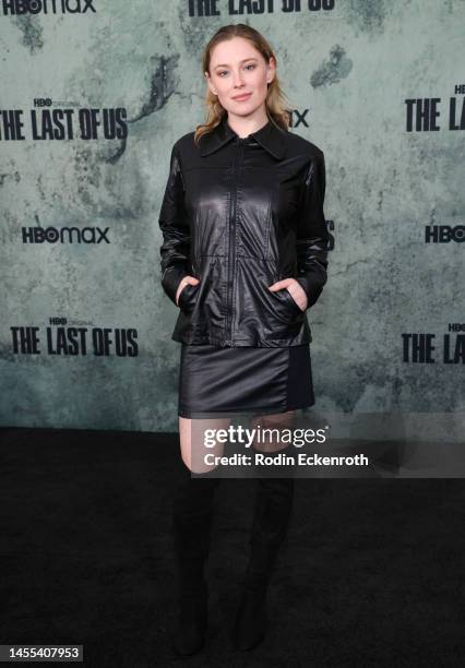 Mina Sundwall attends the Los Angeles premiere of HBO's "The Last of Us" at Regency Village Theatre on January 09, 2023 in Los Angeles, California.