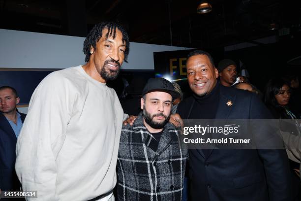 Scottie Pippen, Kiarash Behain and Deon Taylor attend the Overcoming Fear Mixer on January 09, 2023 in Santa Monica, California.