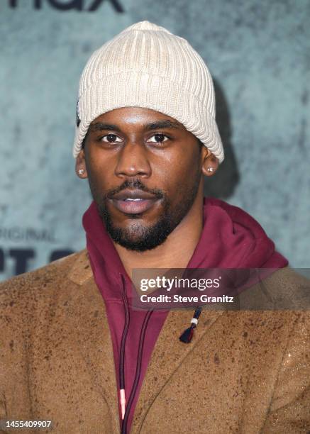 Quincy Isaiah arrives at the Los Angeles Premiere Of HBO's "The Last Of Us" at Regency Village Theatre on January 09, 2023 in Los Angeles, California.
