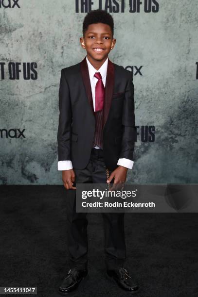 Keivonn Woodard attends the Los Angeles premiere of HBO's "The Last of Us" at Regency Village Theatre on January 09, 2023 in Los Angeles, California.