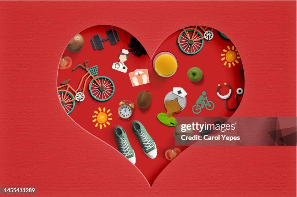 healthy heart conceptual illustration - cholesterol stockfoto's en -beelden