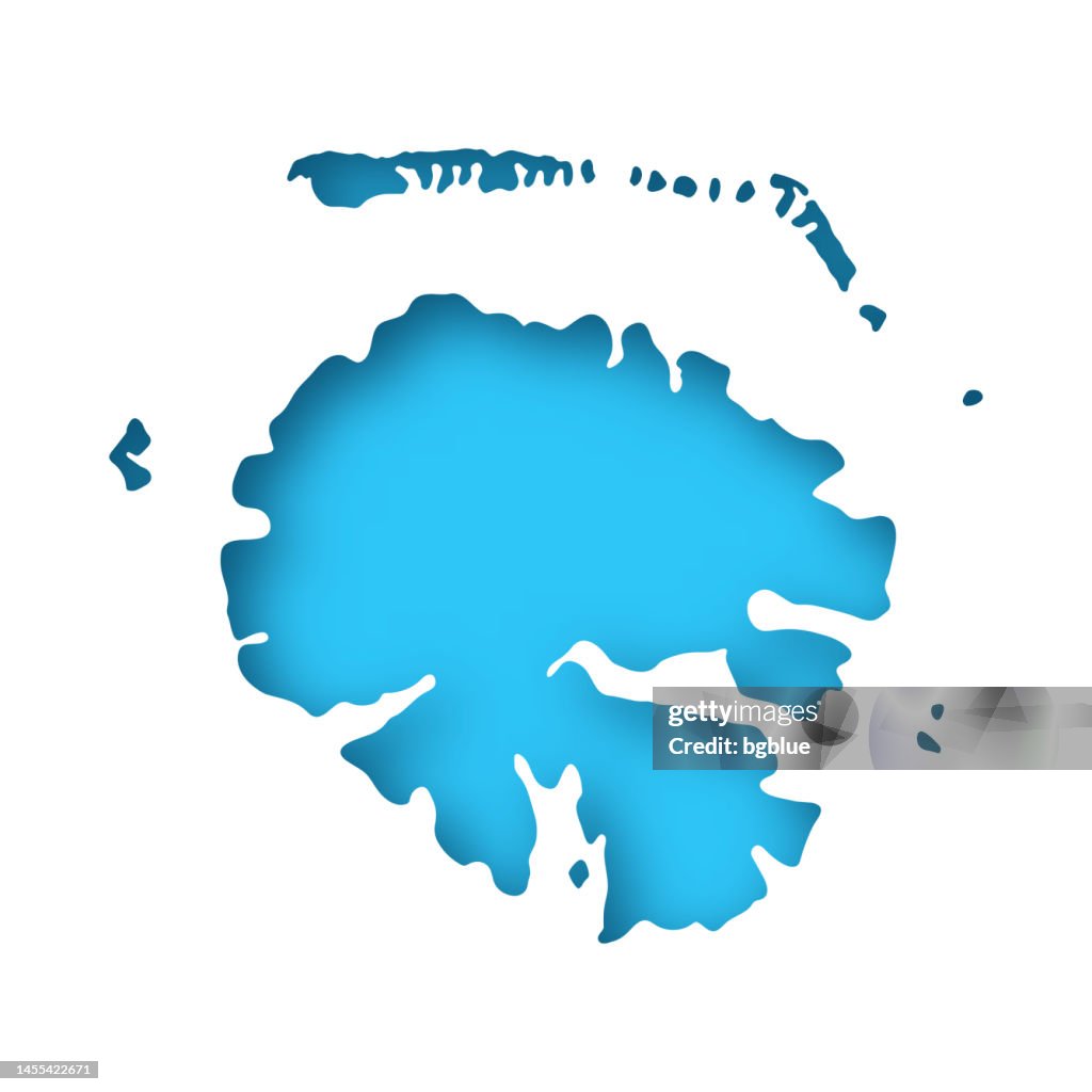 Tahaa map - White paper cut out on blue background