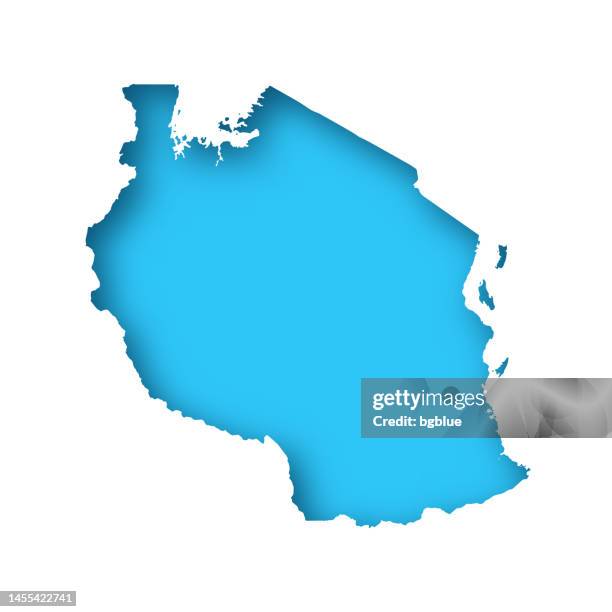 tanzania map - white paper cut out on blue background - tanzania stock illustrations