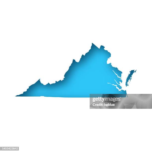 virginia map - white paper cut out on blue background - richmond virginia stock illustrations