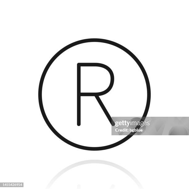 registered trademark. icon with reflection on white background - r logo elements stock illustrations