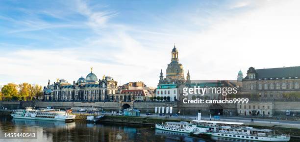 great panoramic view of dresden from the augustus bridge - saxony stock pictures, royalty-free photos & images