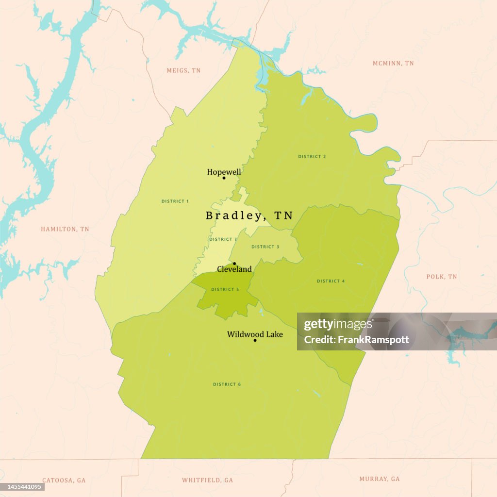 TN Bradley County Vector Map Green