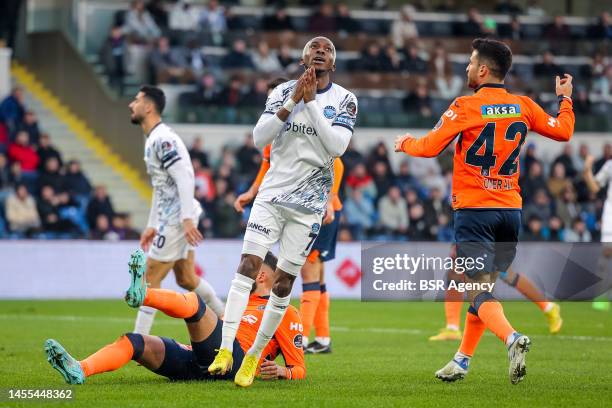 Henry Onyekuru of Adana Demirspor AS reacts during the Turkish Super Lig match between Istanbul Basaksehir FK and Adana Demirspor AS at the Fatih...